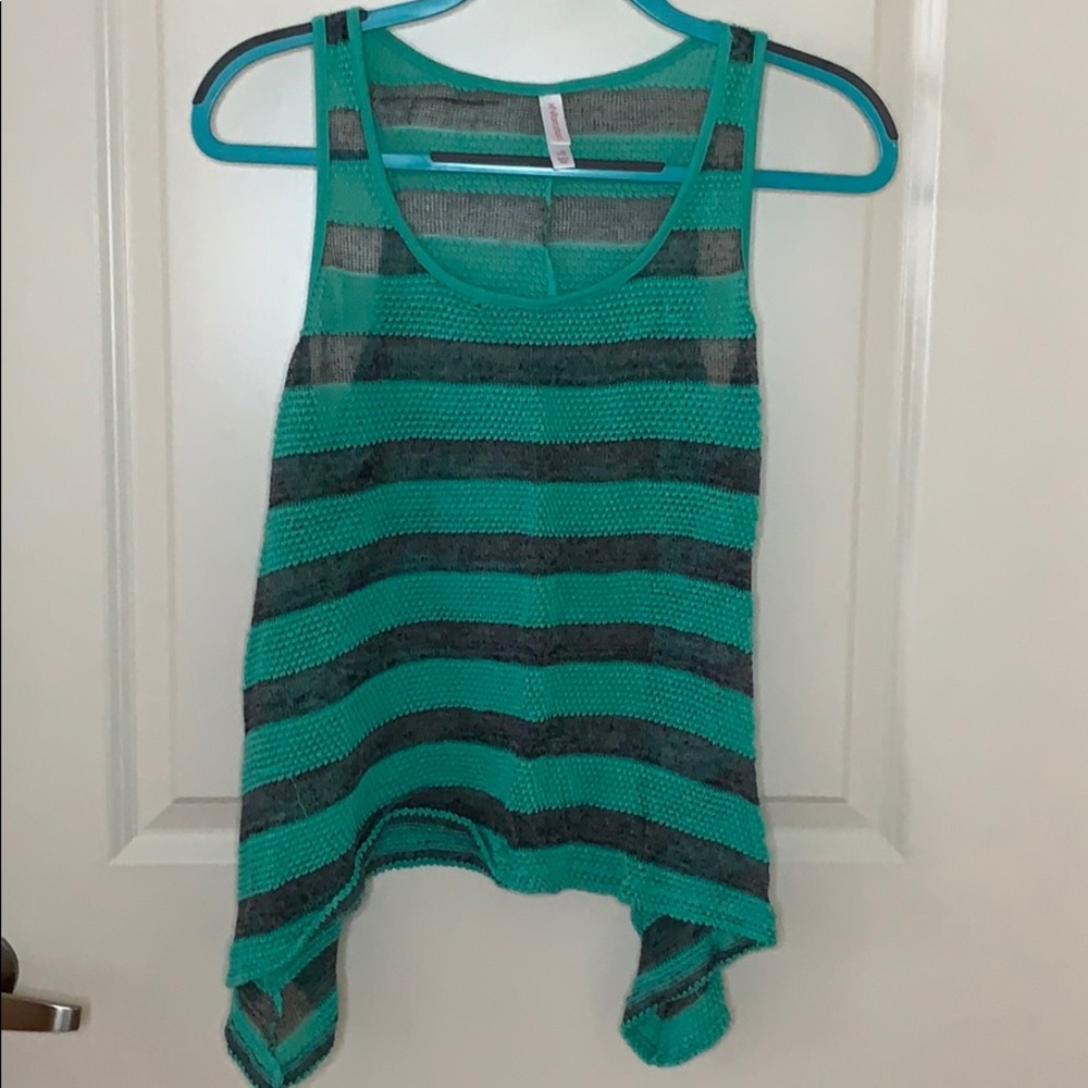 Xhilaration Green and Gray Knitted Tank